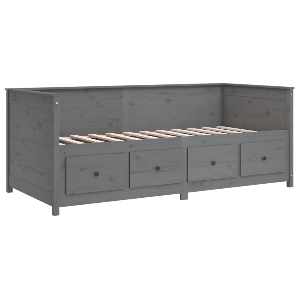 vidaXL Sofá cama sin colchón madera maciza de pino gris 90x190 cm