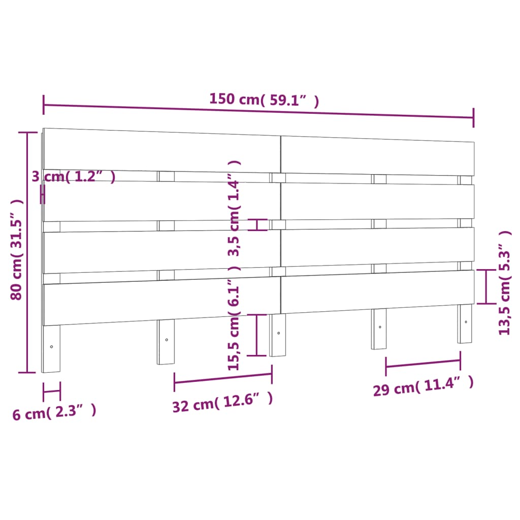 vidaXL Cabecero madera maciza de pino blanco 150x3x80 cm