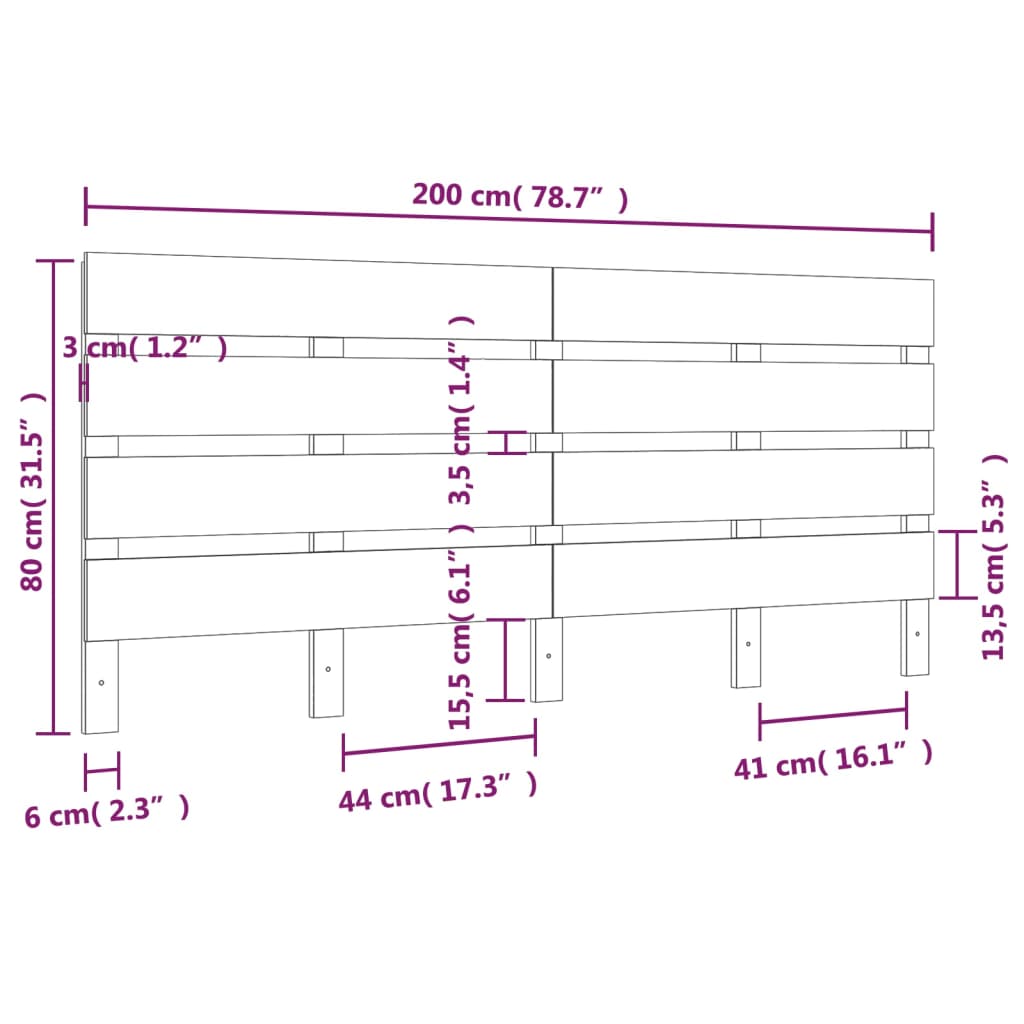 vidaXL Cabecero de cama madera maciza de pino blanco 200x3x80 cm