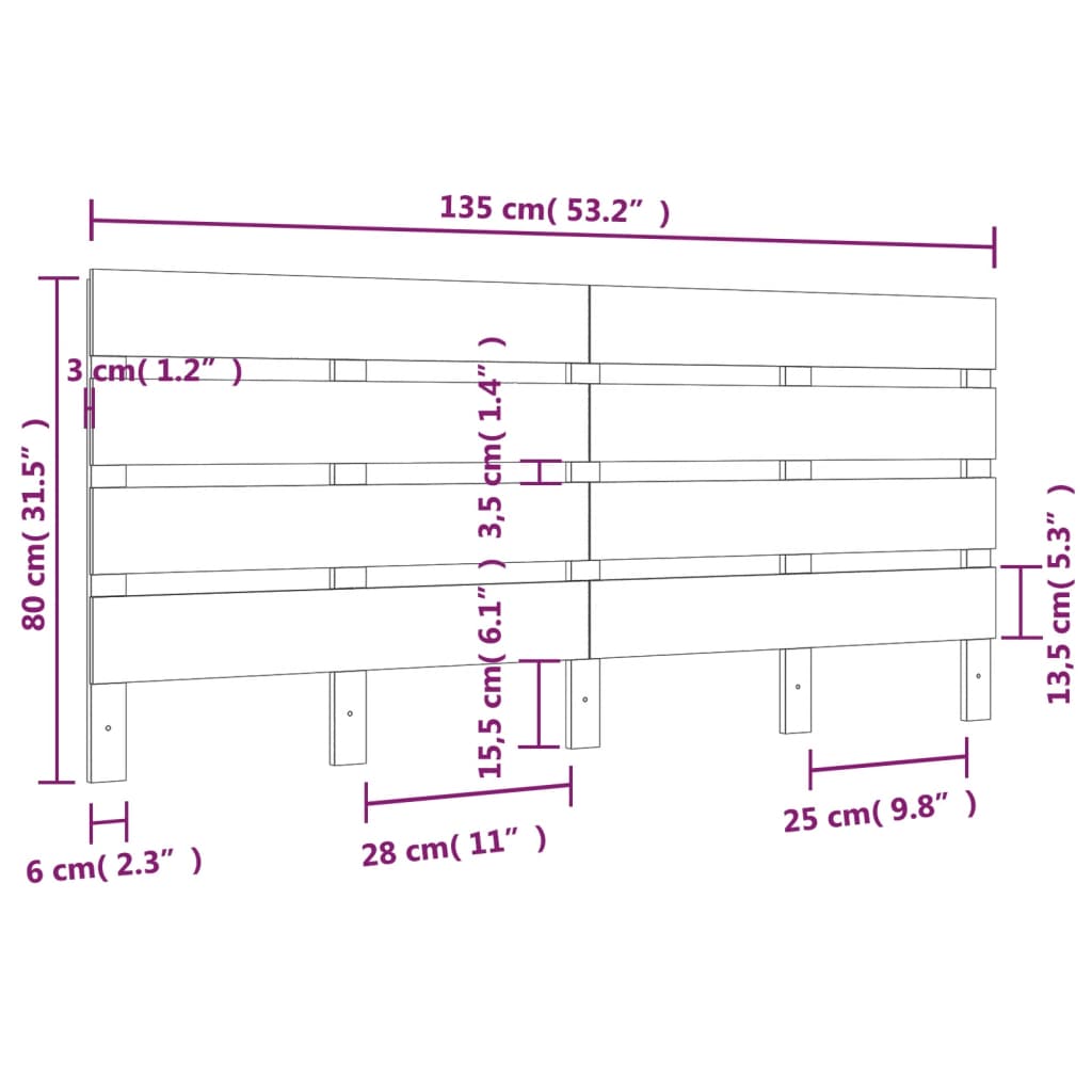 vidaXL Cabecero de cama madera maciza de pino blanco 135x3x80 cm