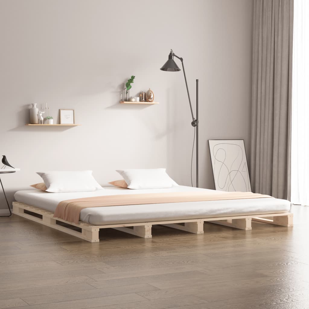 vidaXL Cama de palets de madera maciza de pino 160x200 cm