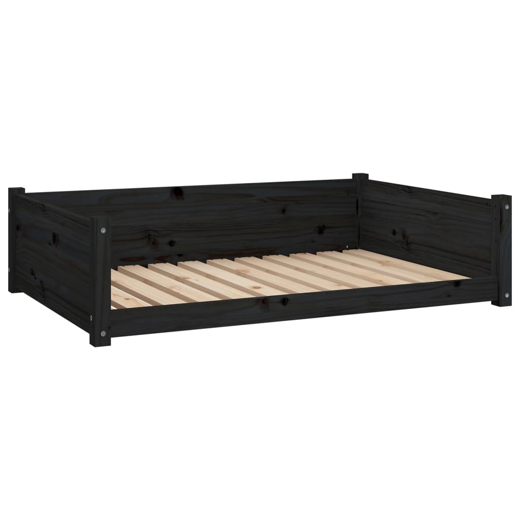 vidaXL Cama para perros madera maciza de pino negro 105,5x75,5x28 cm