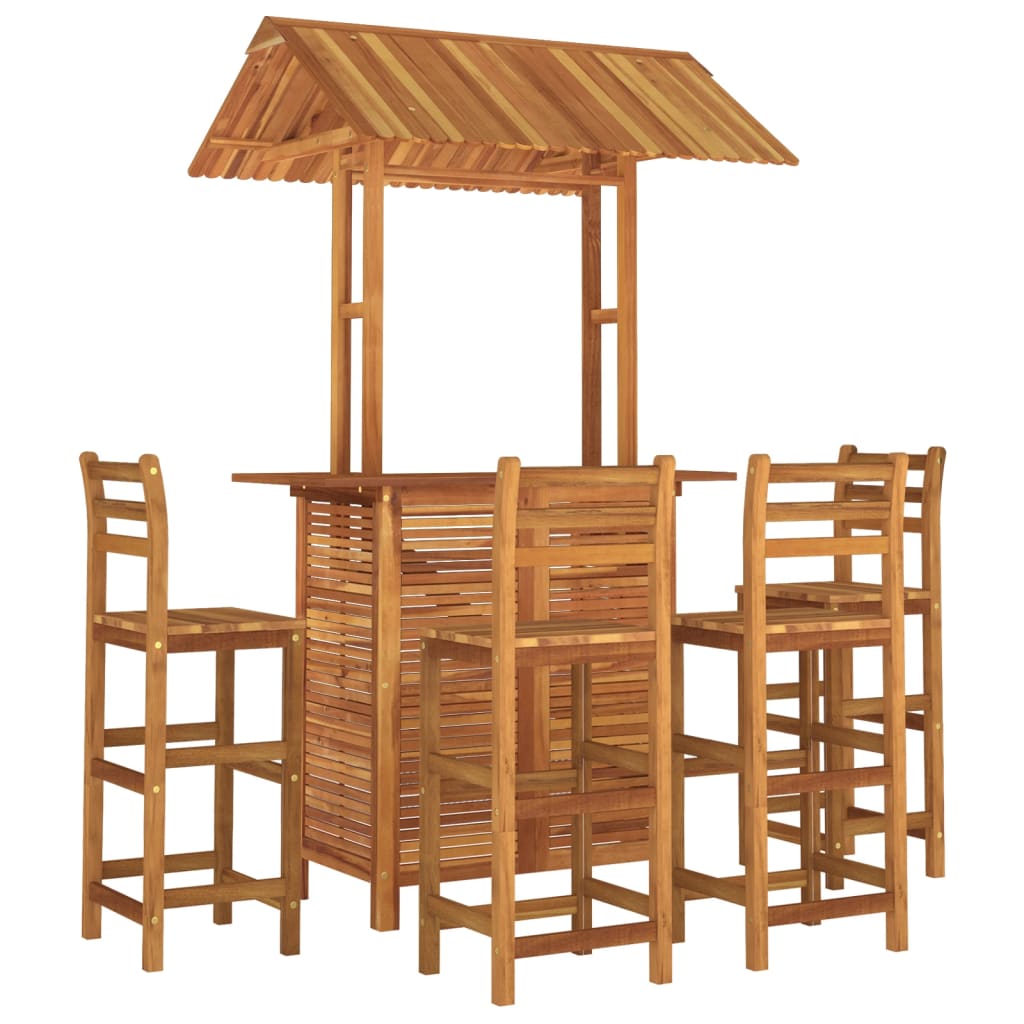 vidaXL Juego muebles de bar de jardín 5 piezas madera maciza de acacia