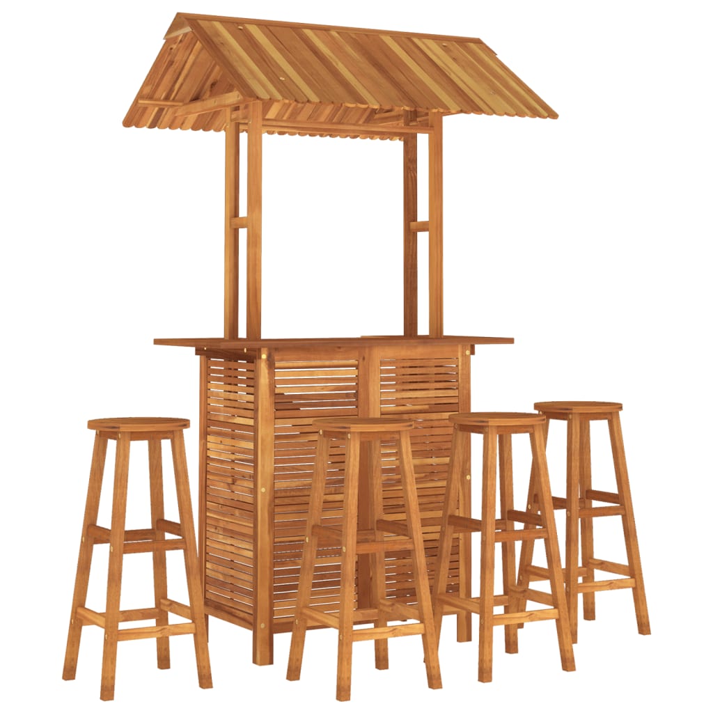 vidaXL Juego muebles de bar de jardín 5 piezas madera maciza de acacia