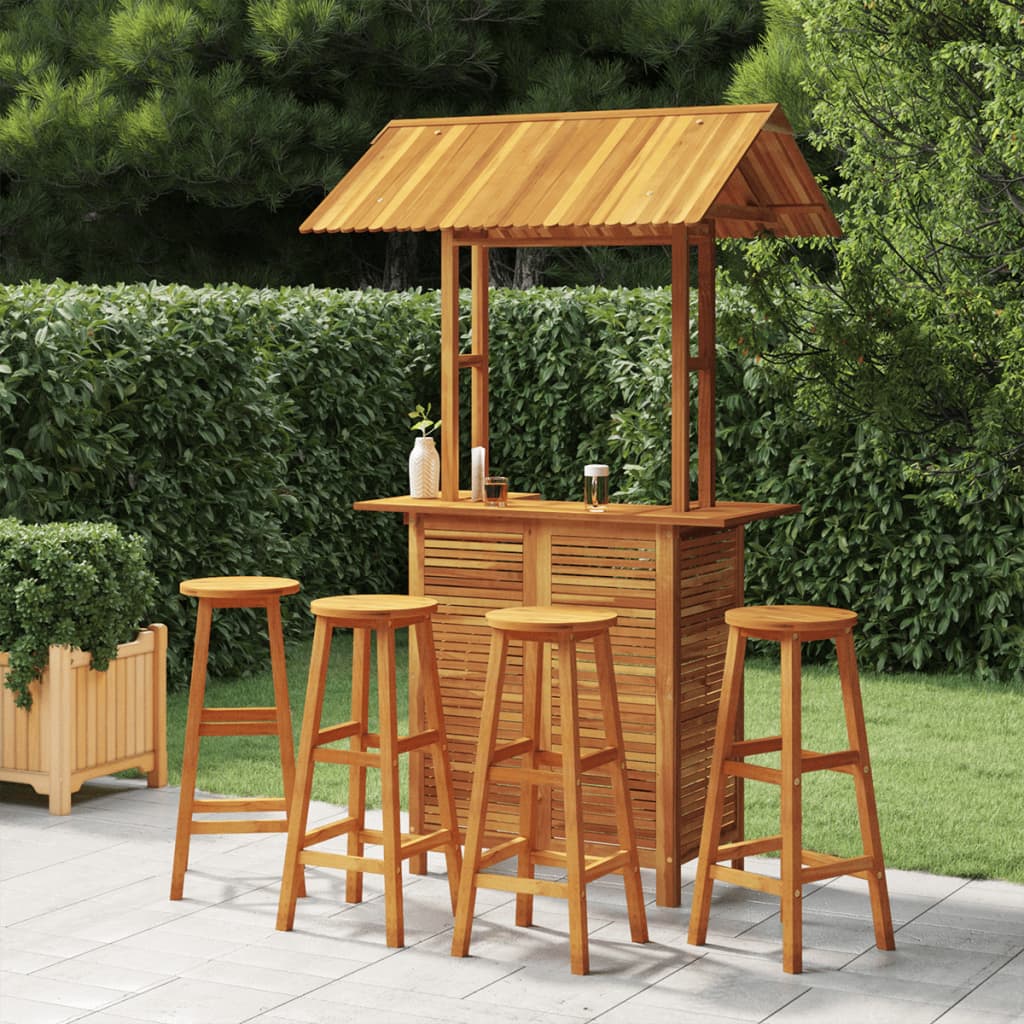 vidaXL Juego muebles de bar de jardín 5 piezas madera maciza de acacia