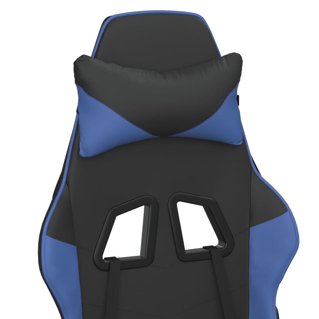 vidaXL Silla gaming de masaje cuero sintético negro y azul