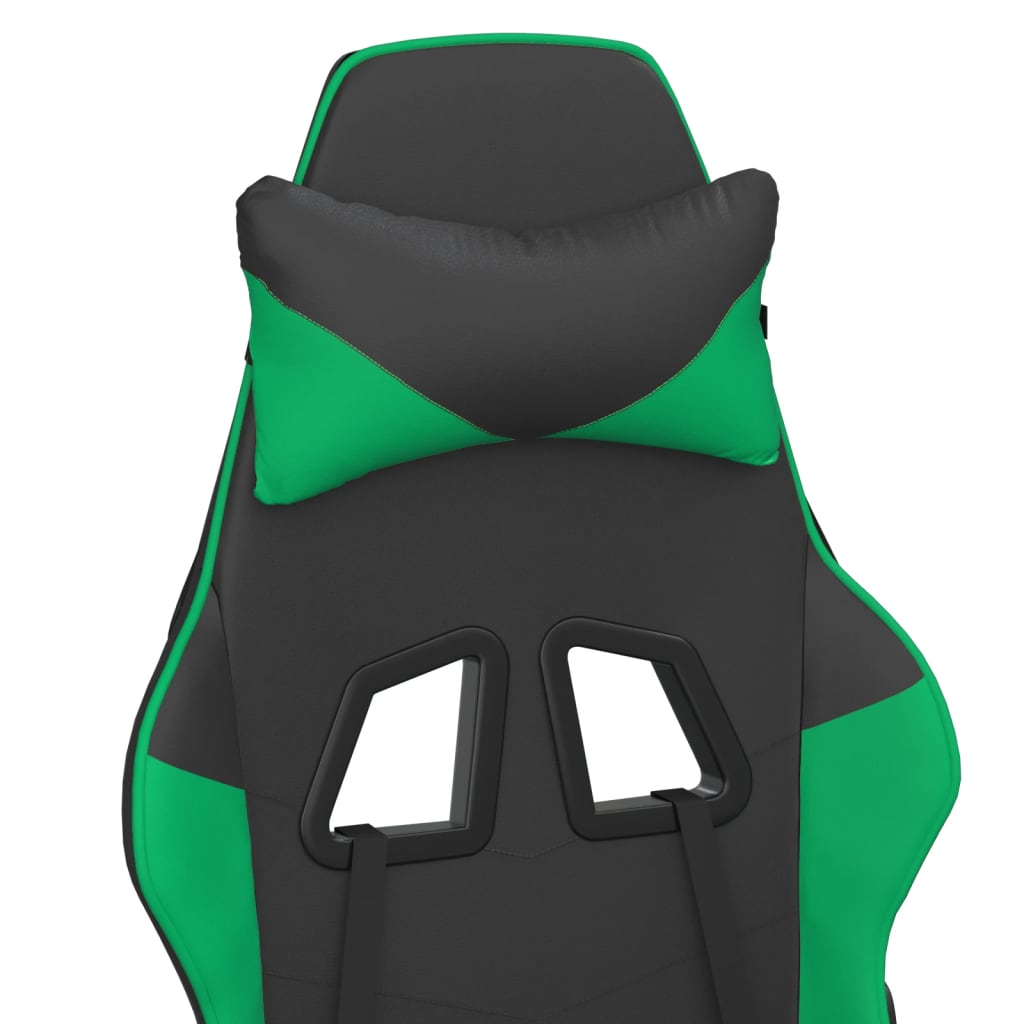 vidaXL Silla gaming de masaje cuero sintético negro y verde