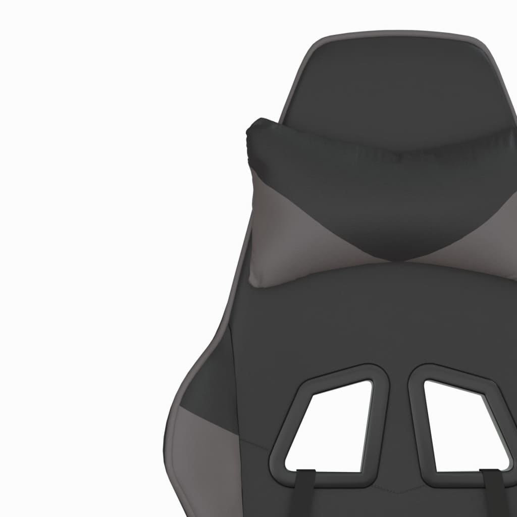 vidaXL Silla gaming de masaje cuero sintético negro y gris