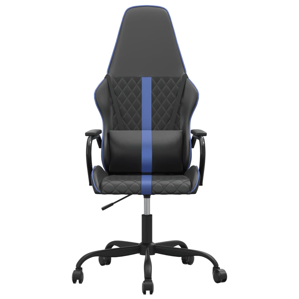 vidaXL Silla gaming con masaje cuero sintético azul y negro