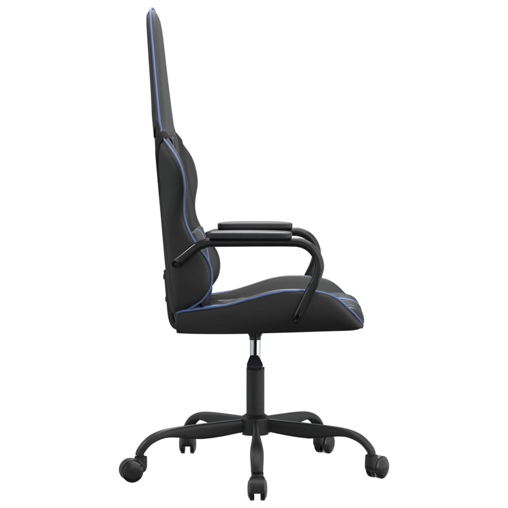 vidaXL Silla gaming con masaje cuero sintético azul y negro