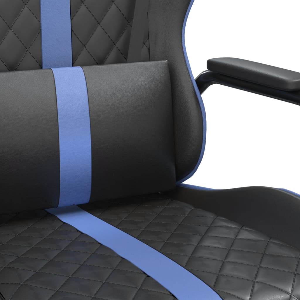 vidaXL Silla gaming con masaje cuero sintético azul y negro