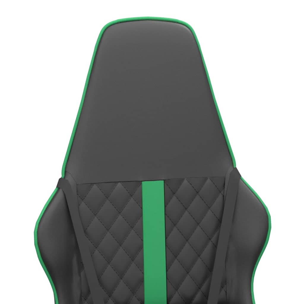 vidaXL Silla gaming con masaje cuero sintético verde y negro