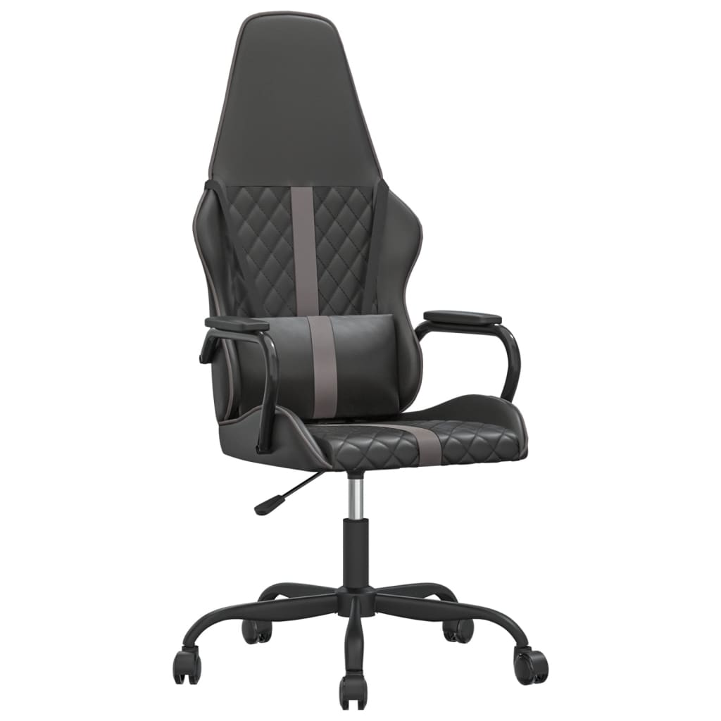 vidaXL Silla gaming con masaje cuero sintético gris y negro