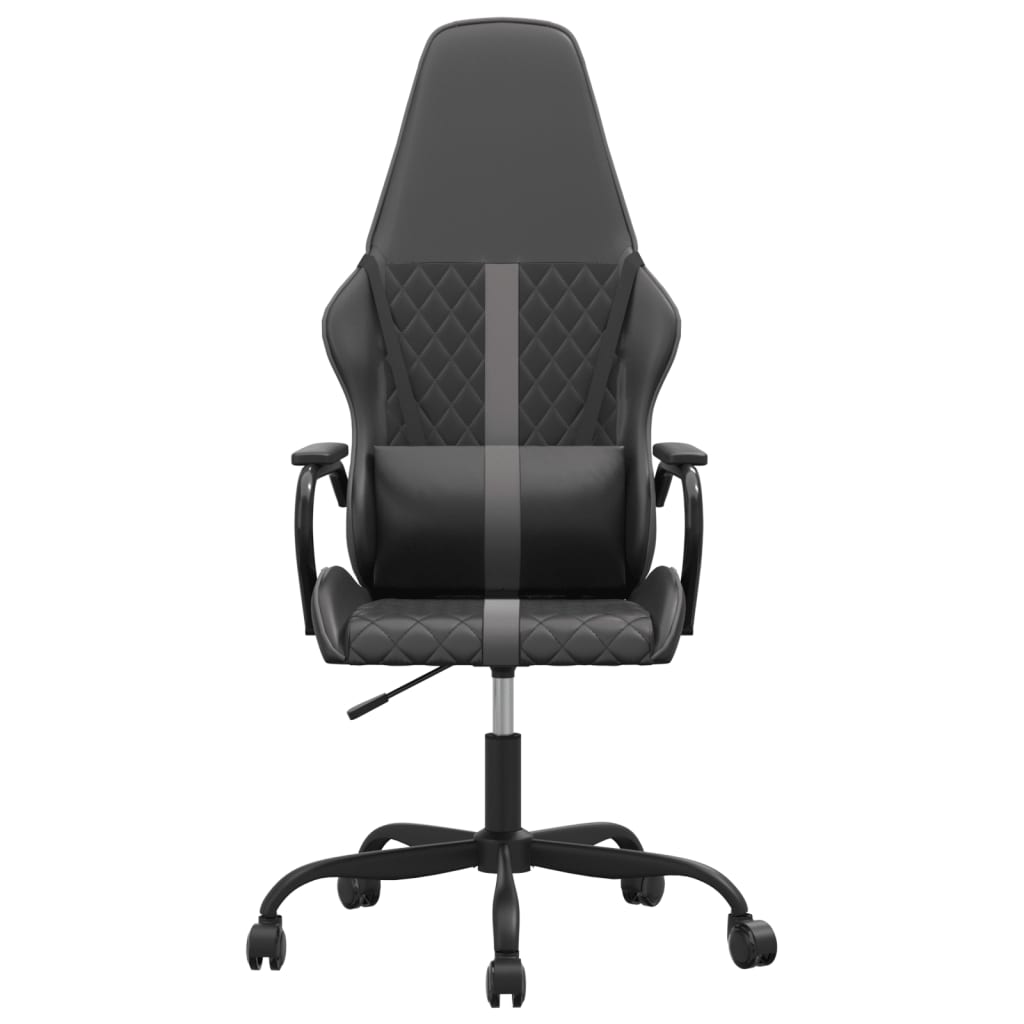 vidaXL Silla gaming con masaje cuero sintético gris y negro