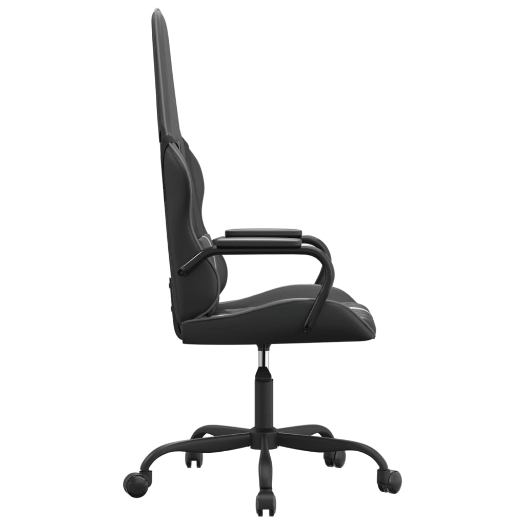 vidaXL Silla gaming con masaje cuero sintético gris y negro