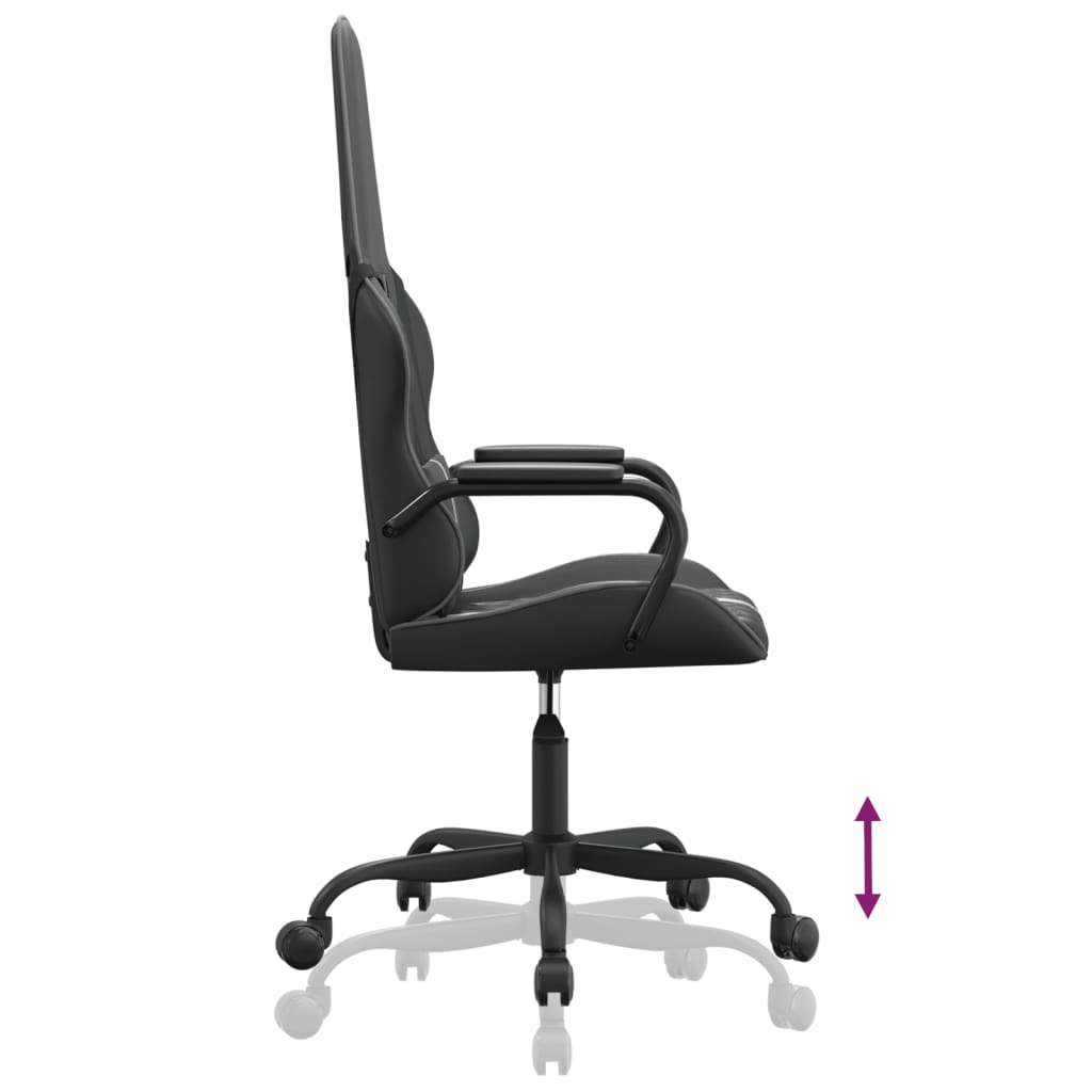 vidaXL Silla gaming con masaje cuero sintético gris y negro