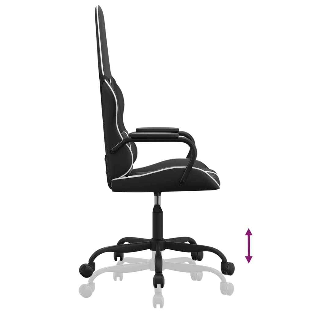 vidaXL Silla gaming de masaje cuero sintético blanco y negro