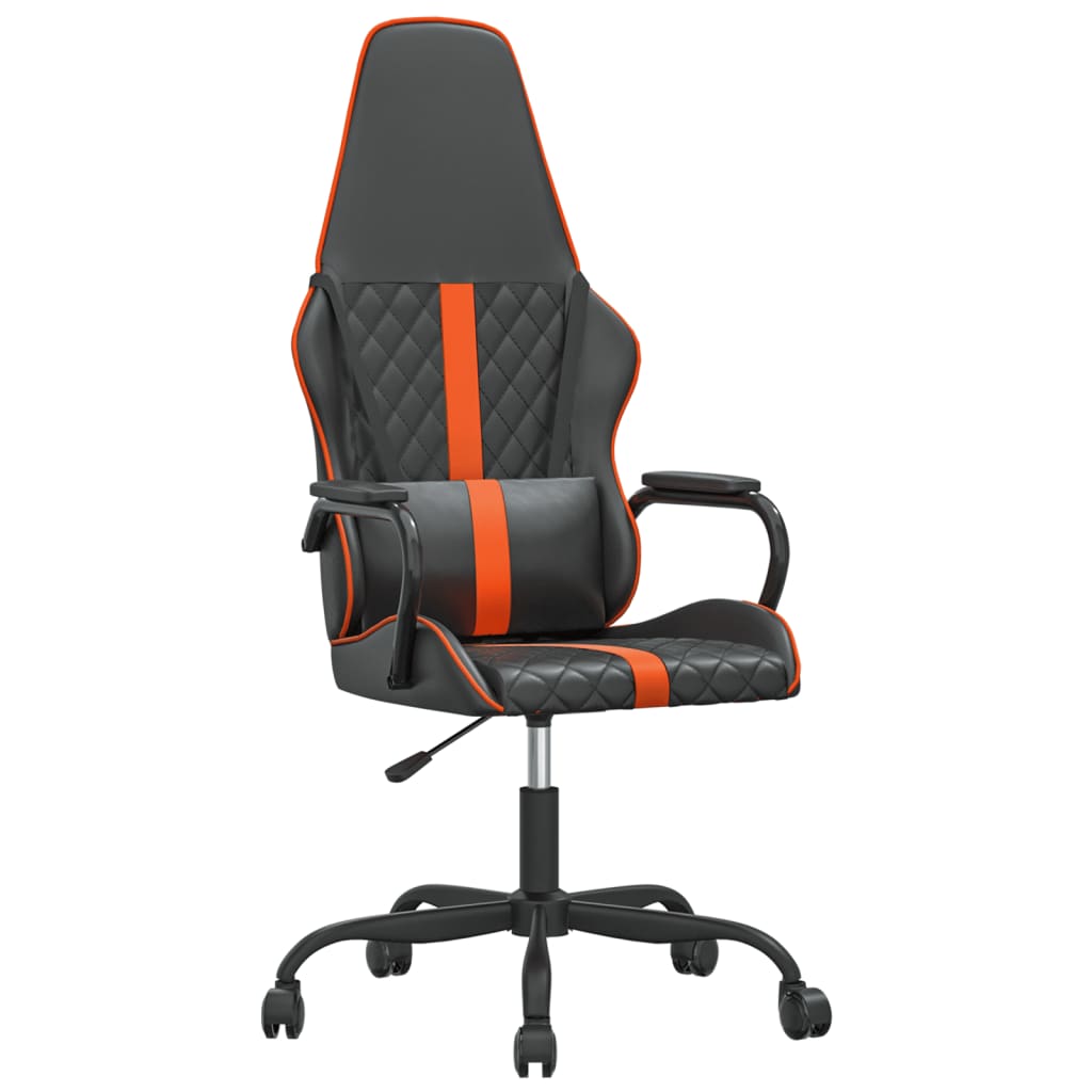 vidaXL Silla gaming con masaje cuero sintético naranja y negro