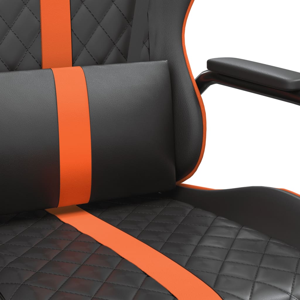 vidaXL Silla gaming con masaje cuero sintético naranja y negro