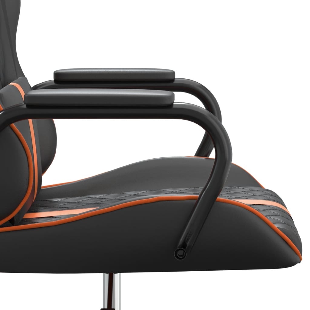 vidaXL Silla gaming con masaje cuero sintético naranja y negro