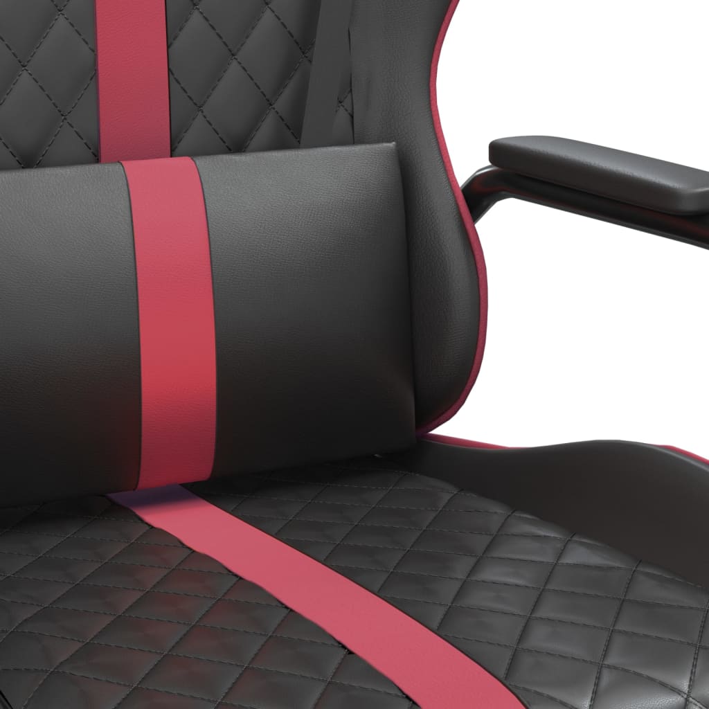 vidaXL Silla gaming con masaje cuero sintético rojo tinto y negro