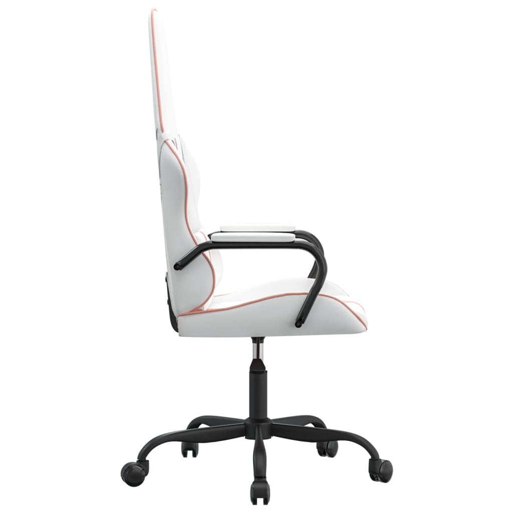 vidaXL Silla gaming con masaje cuero sintético rosa y blanco