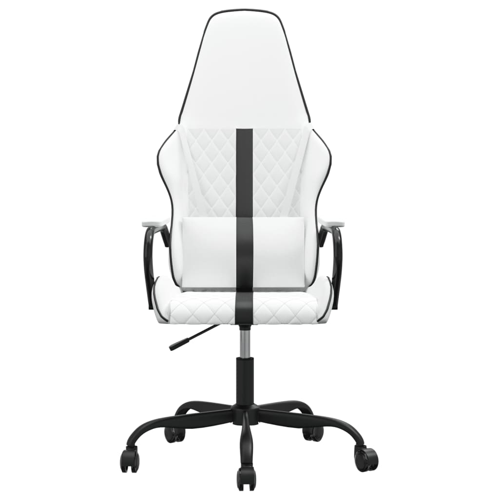 vidaXL Silla gaming de masaje cuero sintético negro y blanco