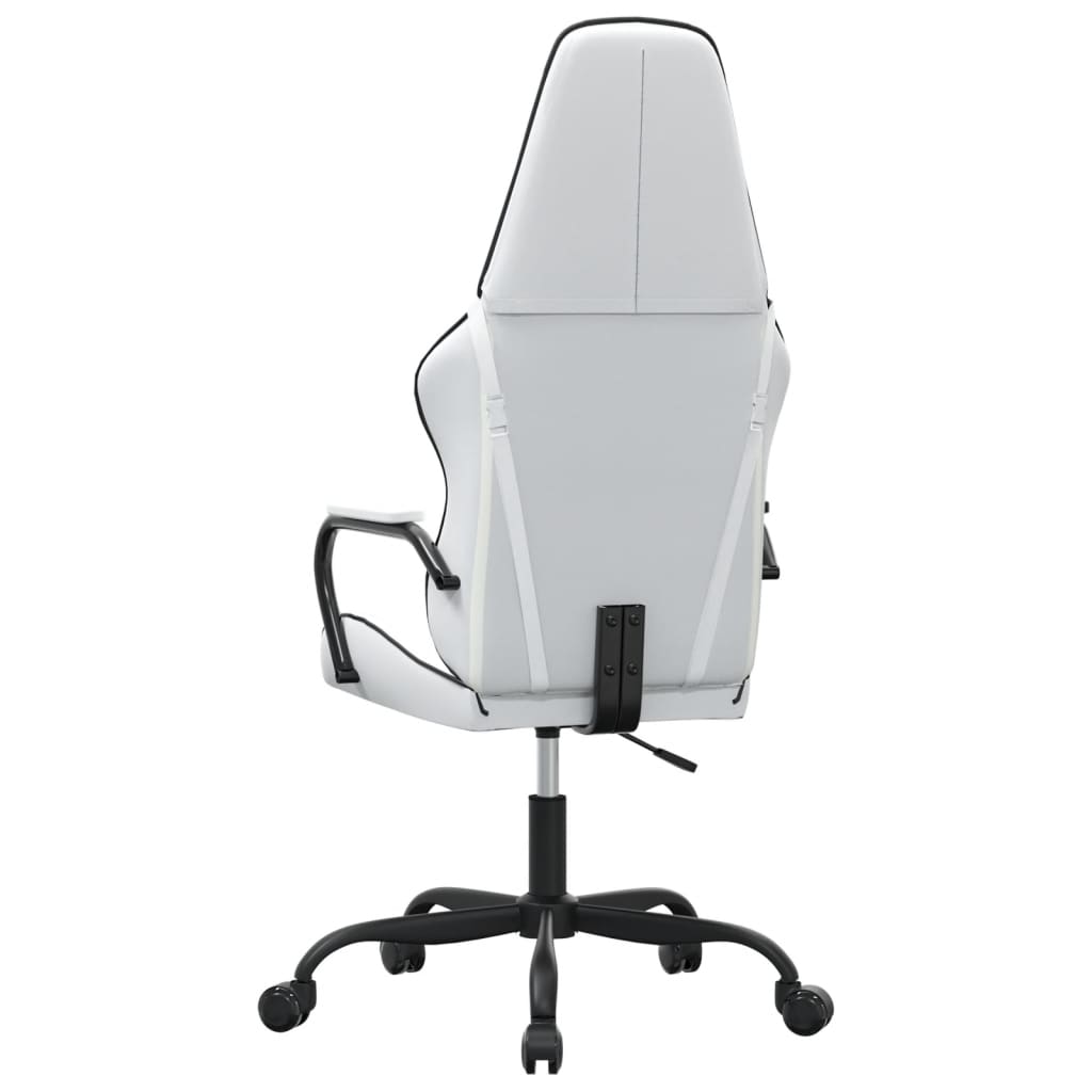 vidaXL Silla gaming de masaje cuero sintético negro y blanco