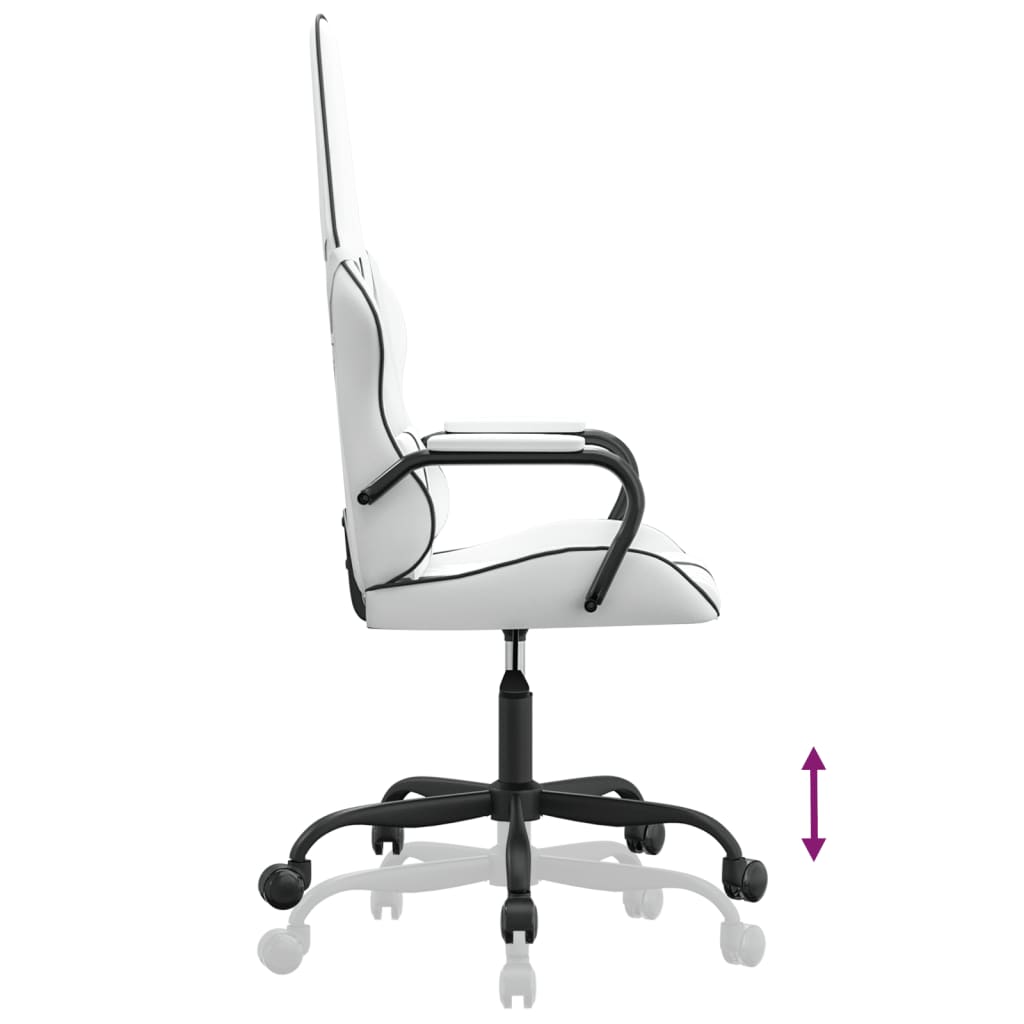 vidaXL Silla gaming de masaje cuero sintético negro y blanco