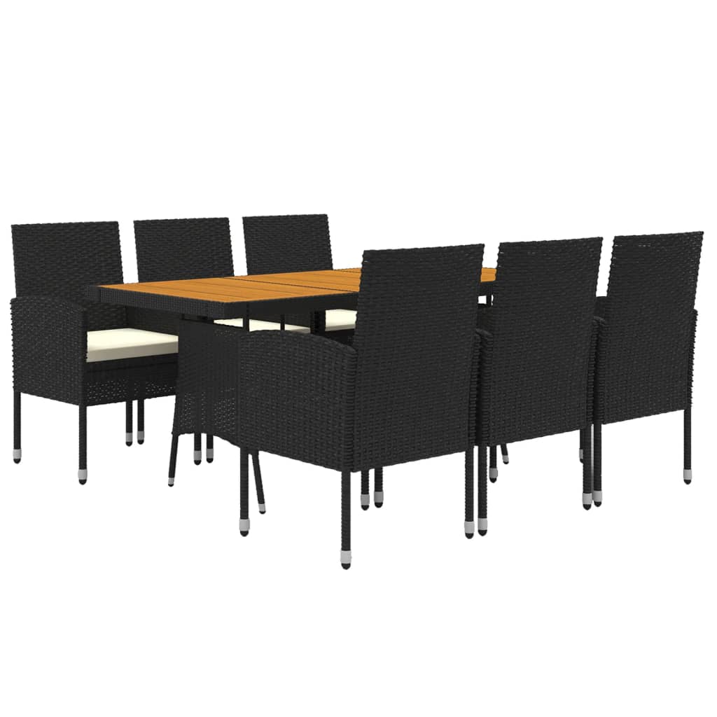 vidaXL Juego de comedor de jardín 7 piezas ratán sintético negro