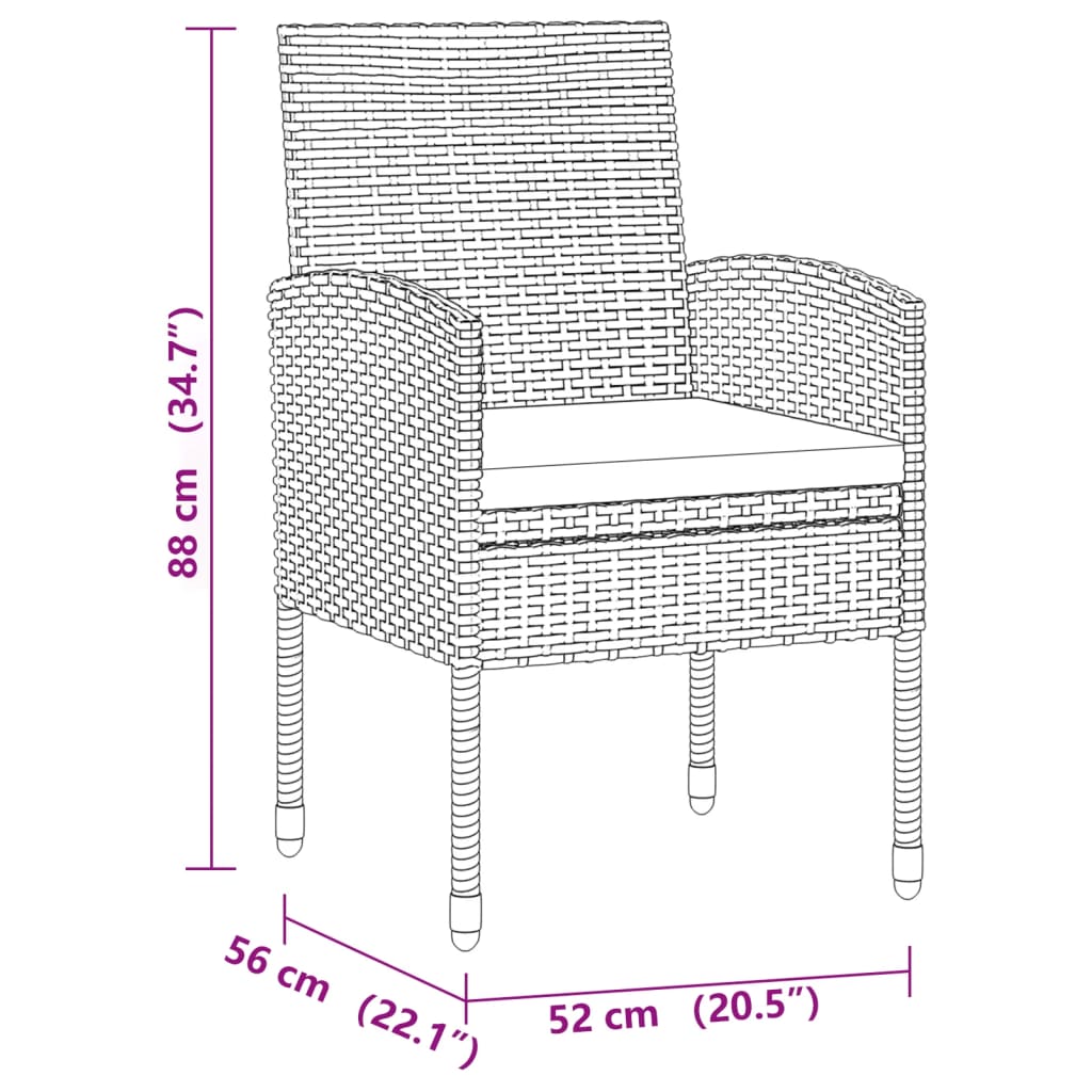 vidaXL Juego de comedor de jardín 7 piezas ratán sintético negro