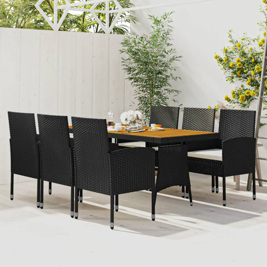 vidaXL Juego de comedor de jardín 7 piezas ratán sintético negro