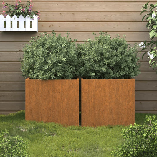 vidaXL Jardineras 2 unidades acero corten 42x40x39 cm