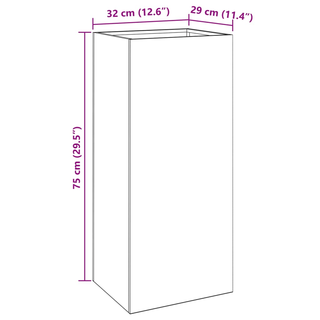 vidaXL Jardinera de acero corten 32x29x75 cm