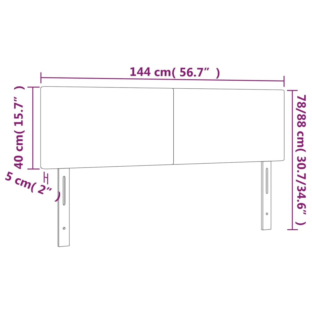 vidaXL Cabeceros 2 unidades tela marrón oscuro 72x5x78/88 cm