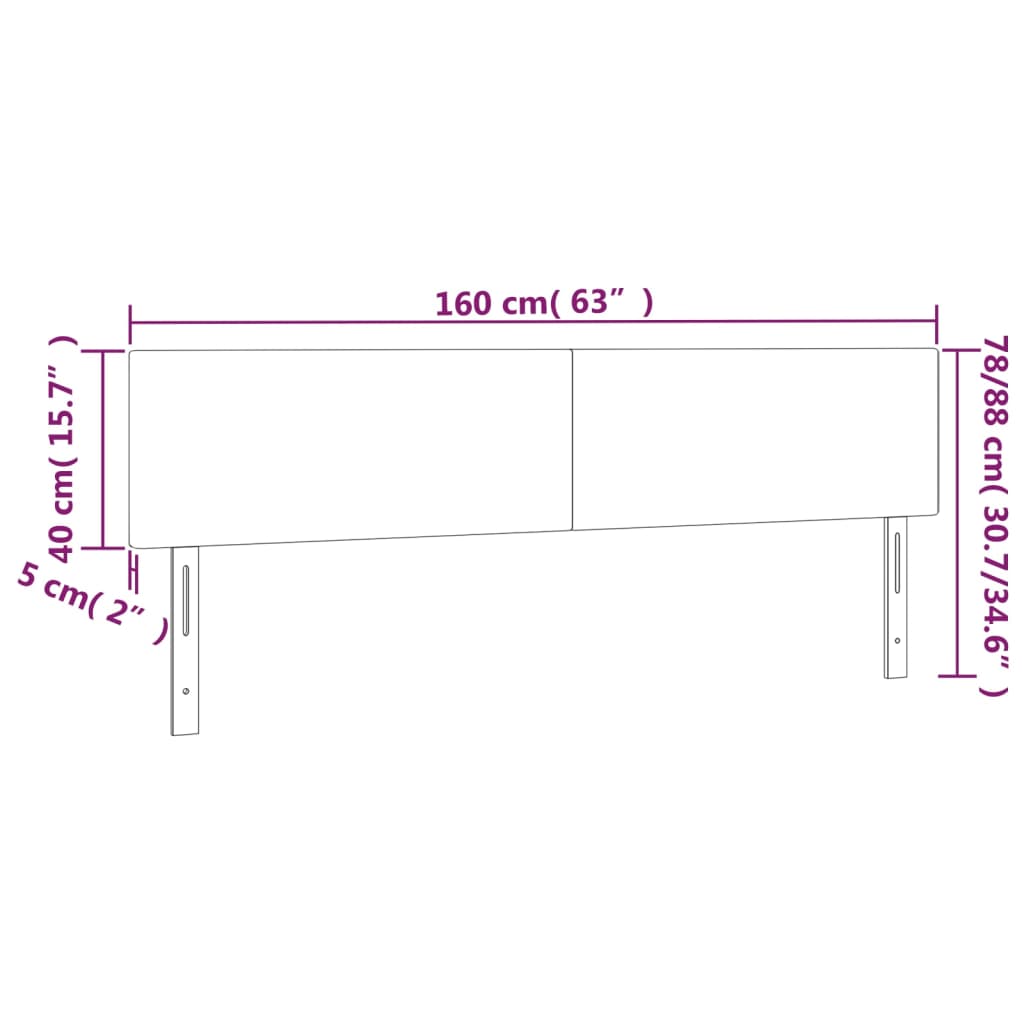 vidaXL Cabeceros 2 unidades de tela color crema 80x5x78/88 cm