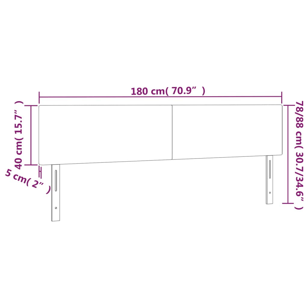 vidaXL Cabeceros 2 unidades de tela negro 90x5x78/88 cm