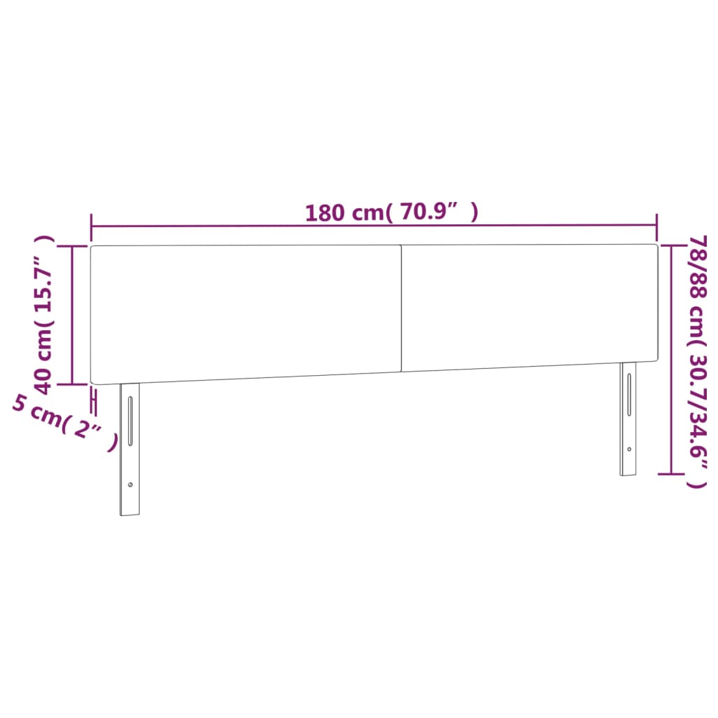 vidaXL Cabeceros 2 unidades de tela azul 90x5x78/88 cm