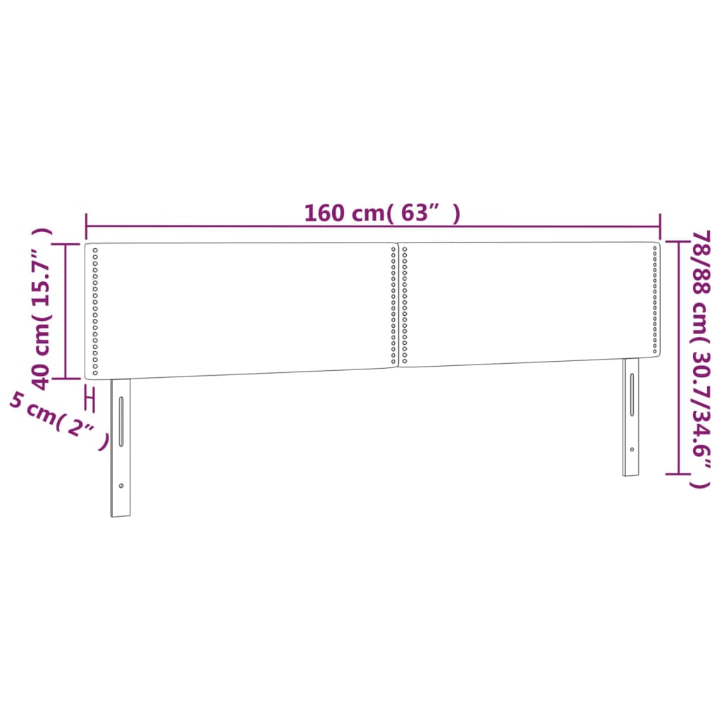 vidaXL Cabeceros 2 unidades de terciopelo rosa 80x5x78/88 cm