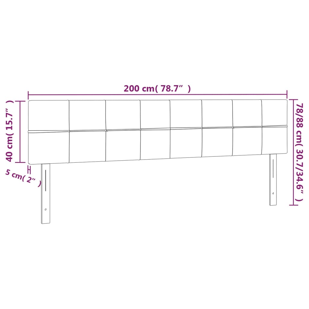 vidaXL Cabeceros 2 unidades de terciopelo rosa 100x5x78/88 cm