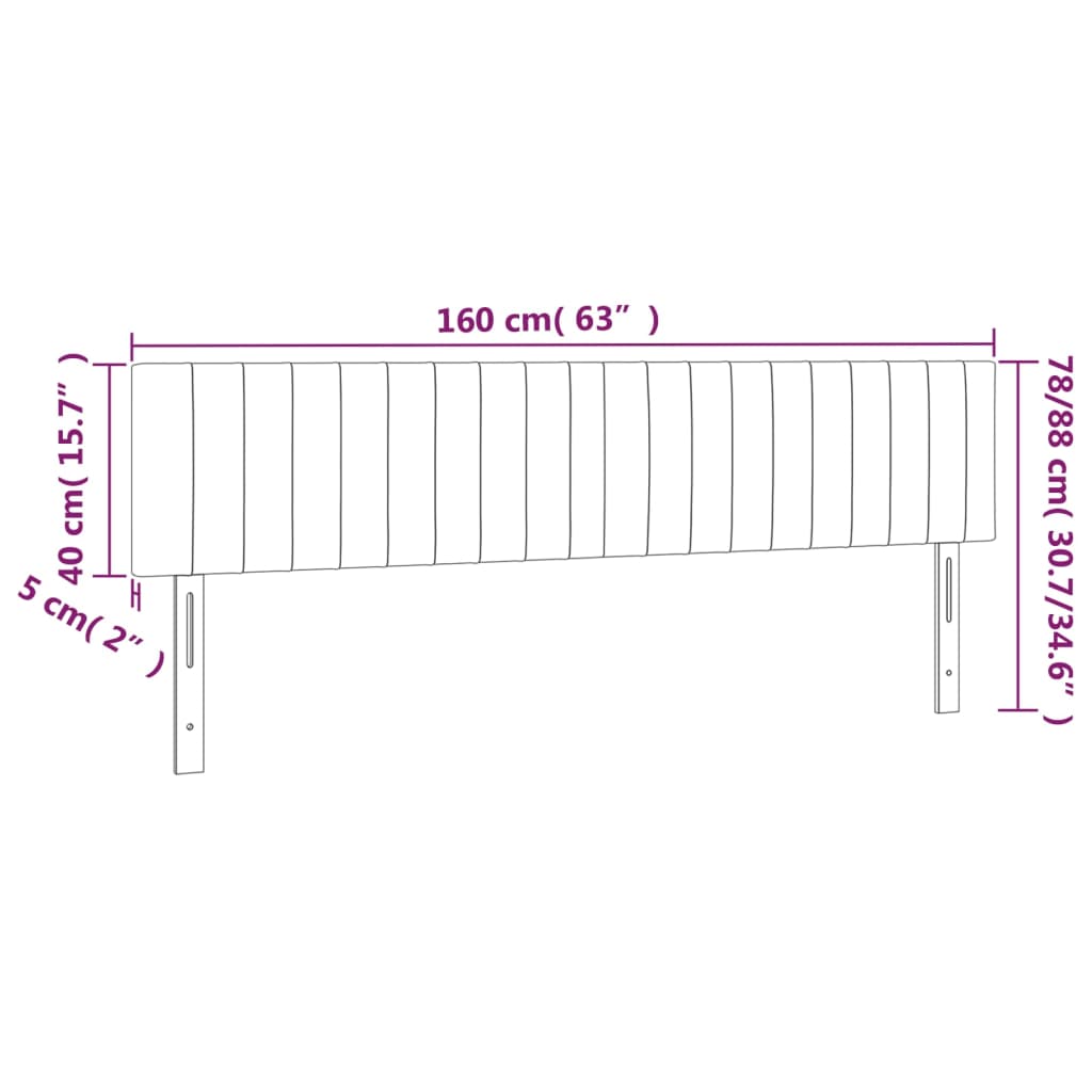 vidaXL Cabeceros 2 unidades de terciopelo rosa 80x5x78/88 cm