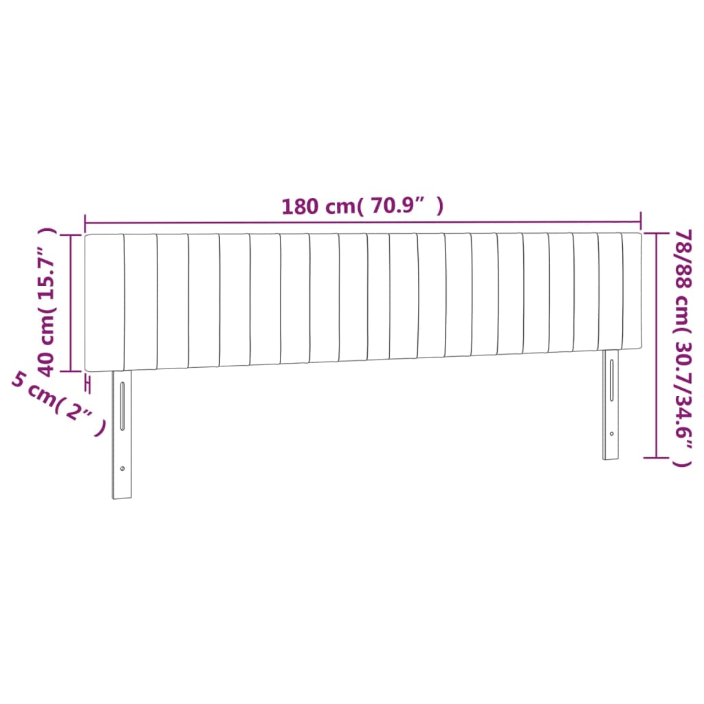 vidaXL Cabeceros 2 unidades de terciopelo rosa 90x5x78/88 cm