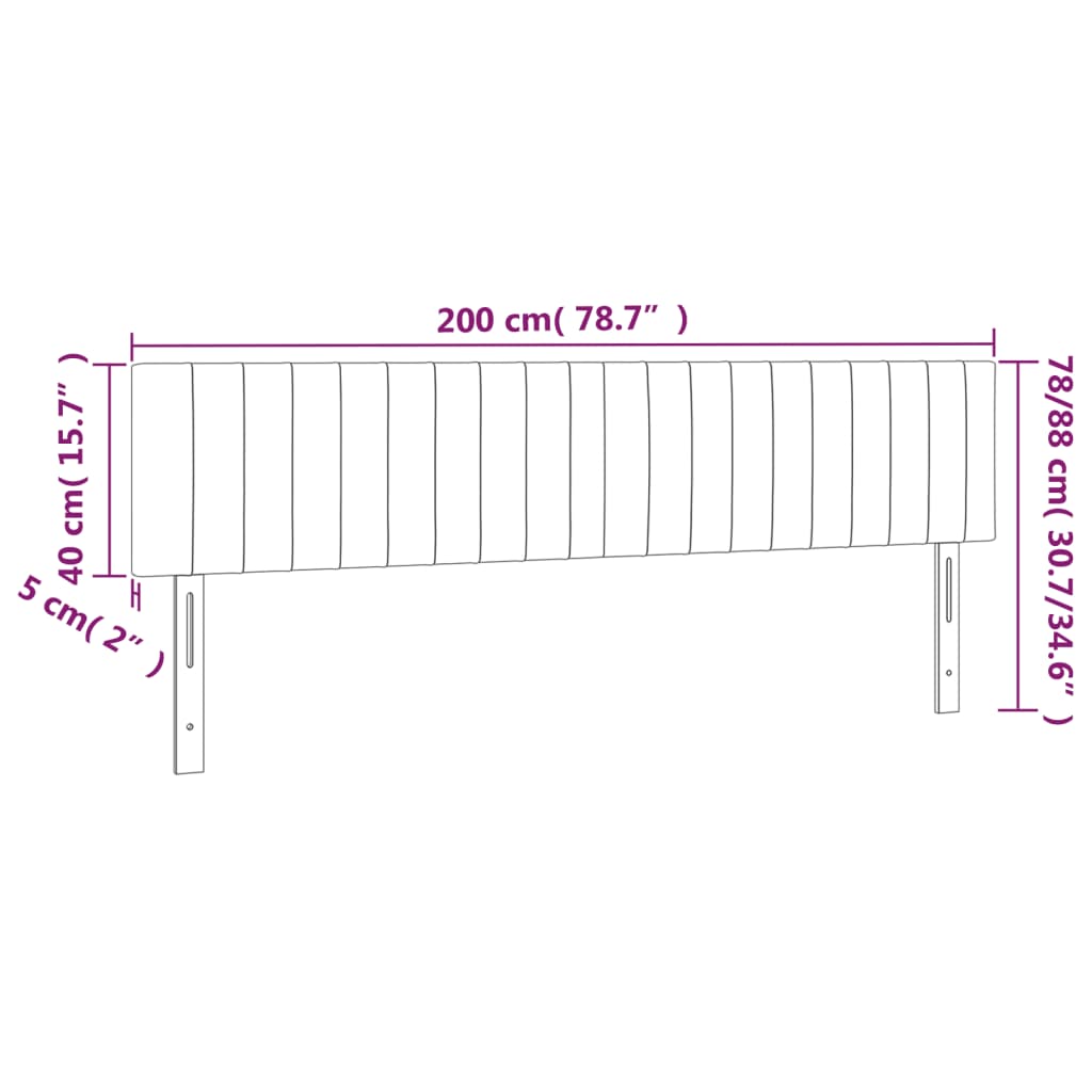 vidaXL Cabeceros 2 unidades de terciopelo rosa 100x5x78/88 cm