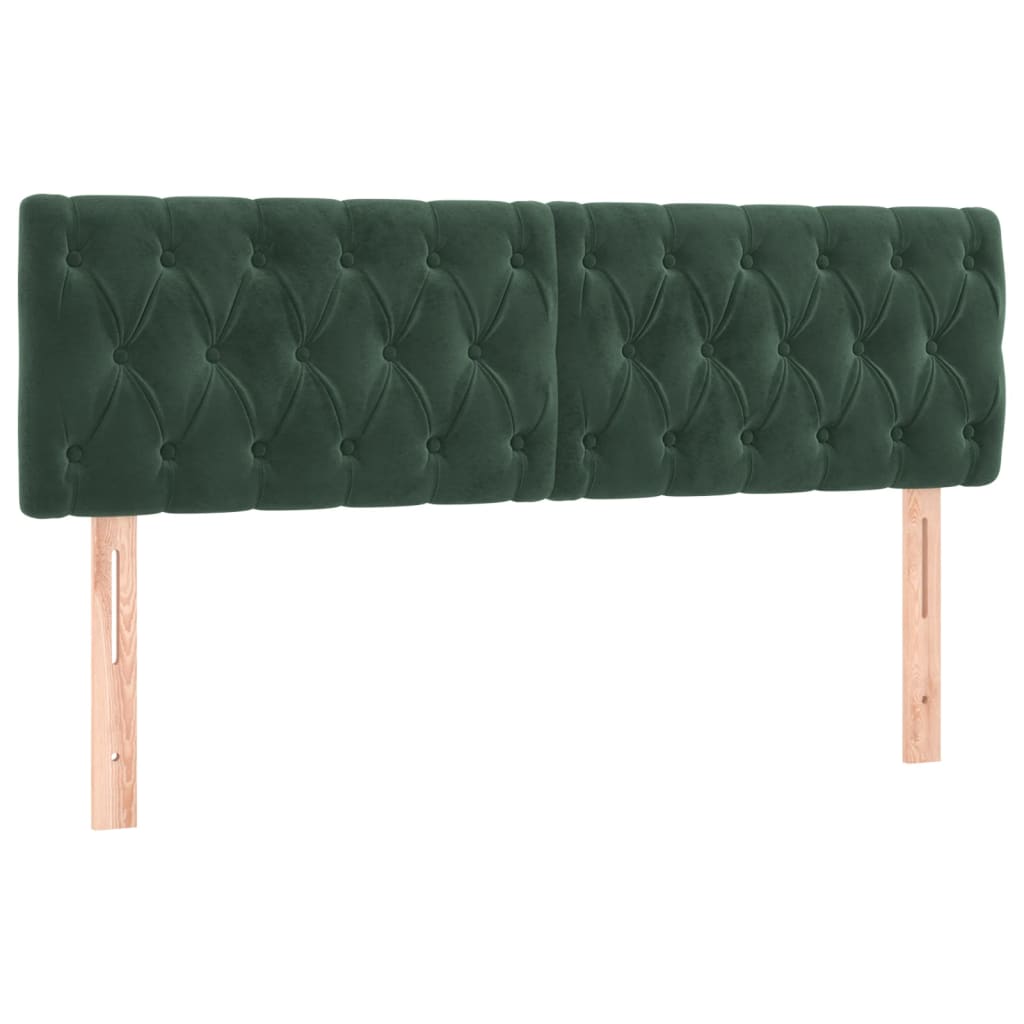 vidaXL Cabeceros 2 unidades de terciopelo verde oscuro 72x7x78/88 cm