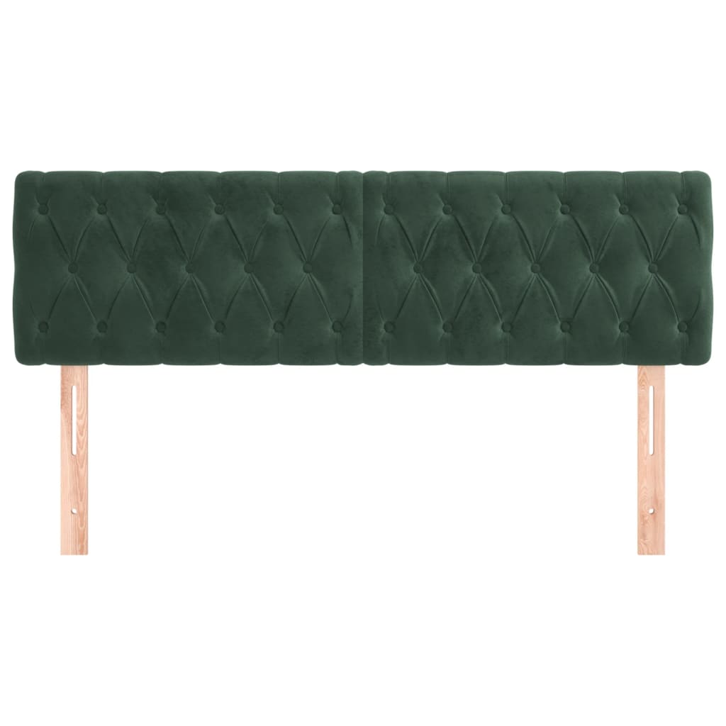 vidaXL Cabeceros 2 unidades de terciopelo verde oscuro 72x7x78/88 cm