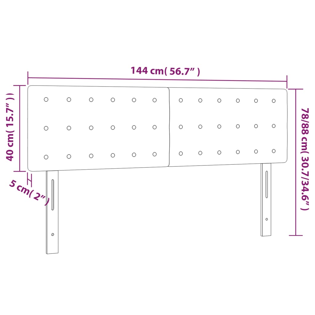 vidaXL Cabeceros 2 unidades tela azul 72x5x78/88 cm