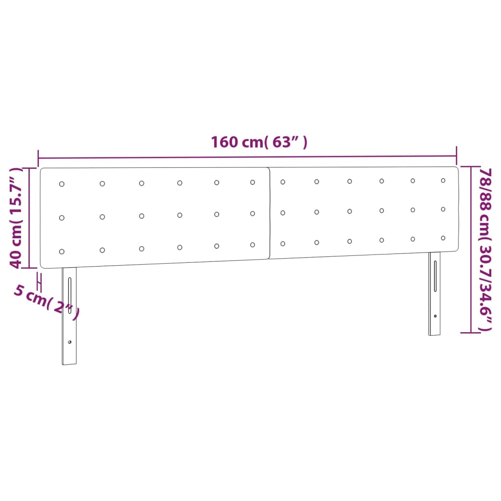 vidaXL Cabeceros 2 unidades de cuero sintético gris 80x5x78/88 cm