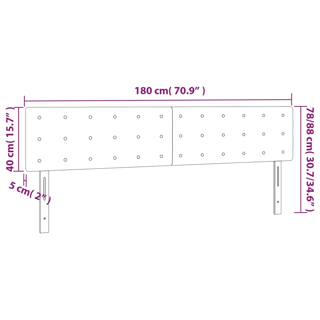 vidaXL Cabeceros 2 unidades de cuero sintético negro 90x5x78/88 cm