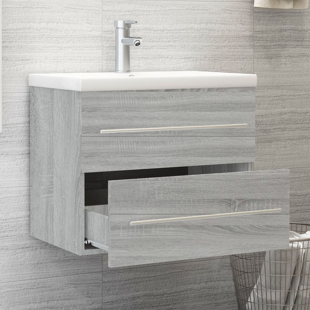 vidaXL Mueble de baño con lavabo madera contrachapada gris Sonoma