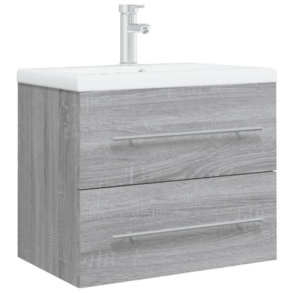 vidaXL Mueble de baño con lavabo madera contrachapada gris Sonoma